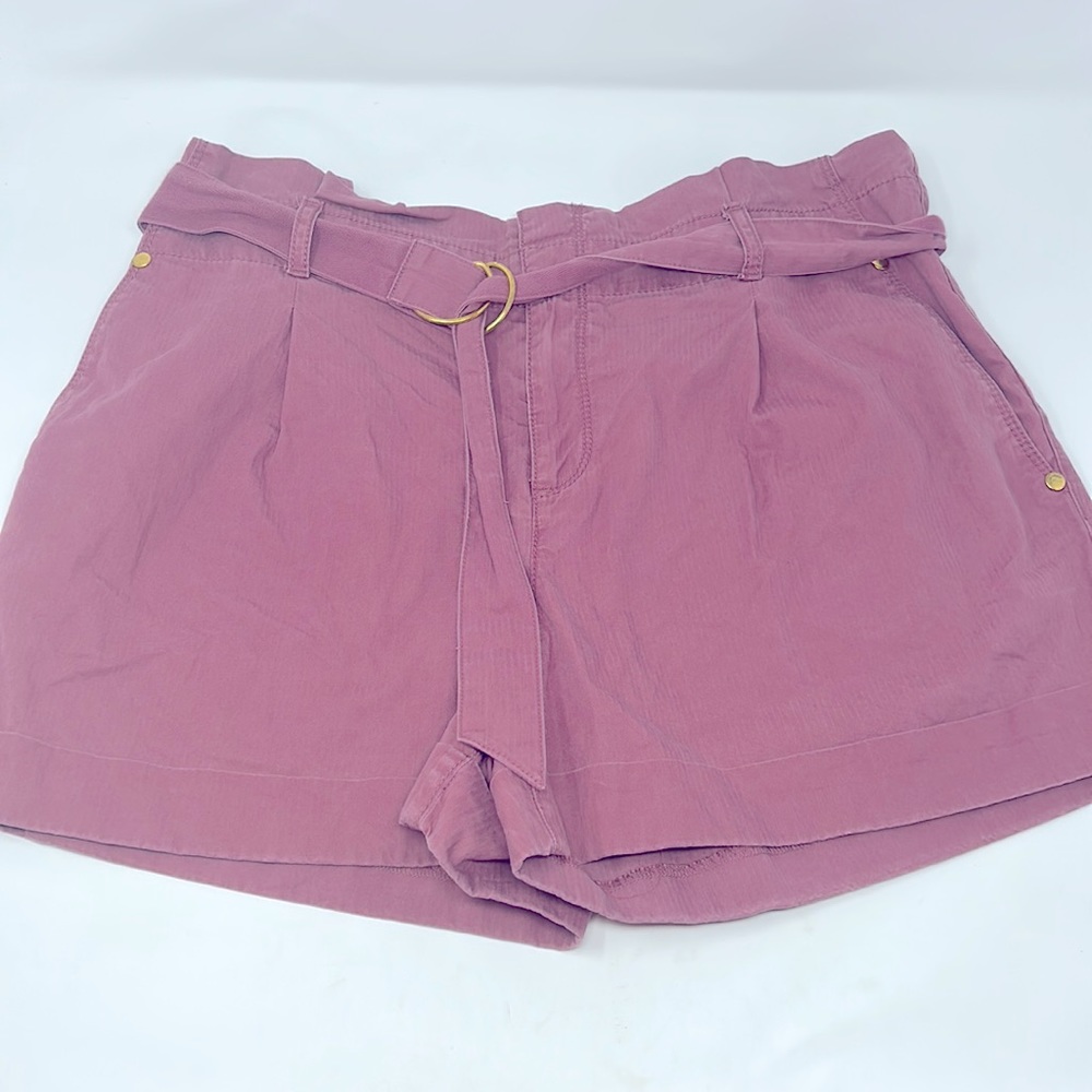 Loft Rose Pink Belted Cuffed Paper Bag Waist Shorts Size 8 Excellent Condition